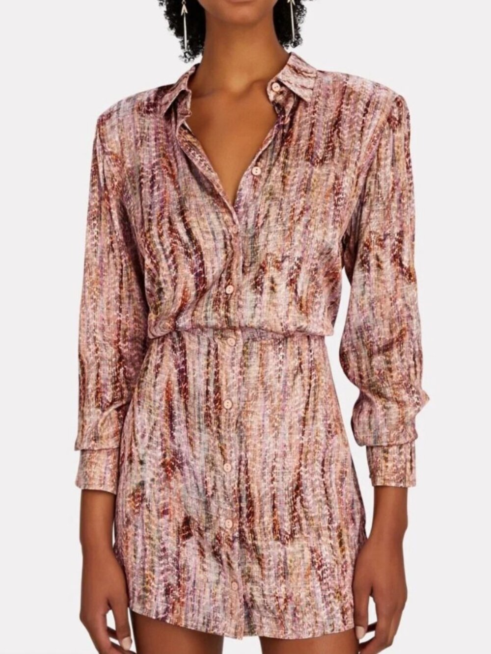 Alexis Ciandra Abstract Print | Crepe Mini Shirt Dress | Size M